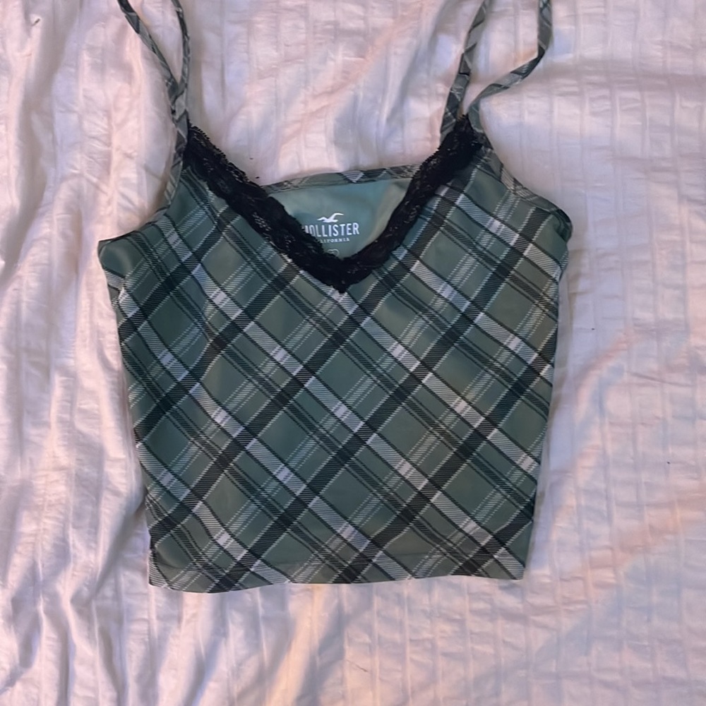 Hollister lace sage green top